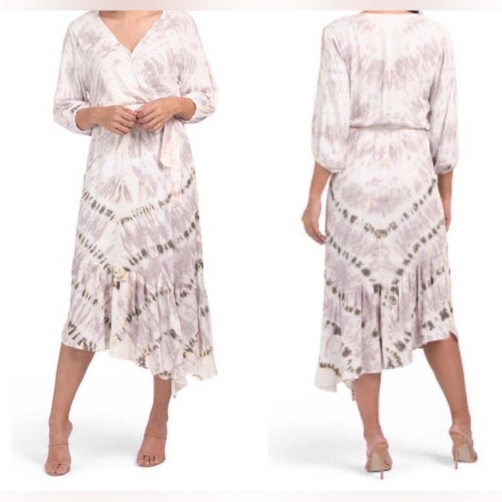 Young Fabulous & Broke Mauve Harvest Jillian Wrap Dress Tie Dye EUC